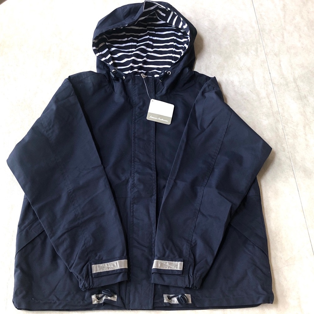 Hanna Andersson Unisex Anorak Waterproof Rain Jacket Full Liner Navy Blu Size XS